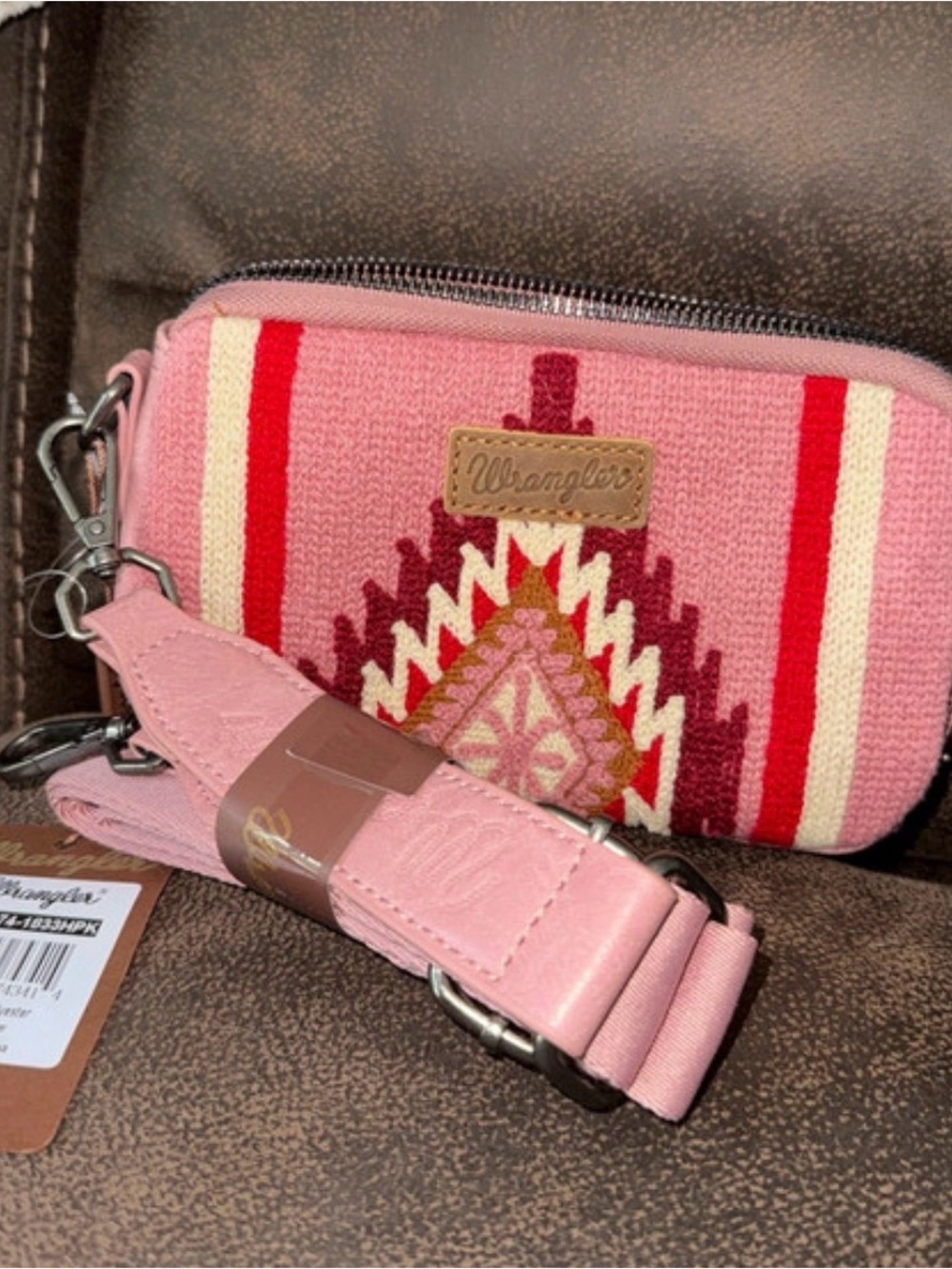 Wrangler Pink and Brown Southwestern Wristlet